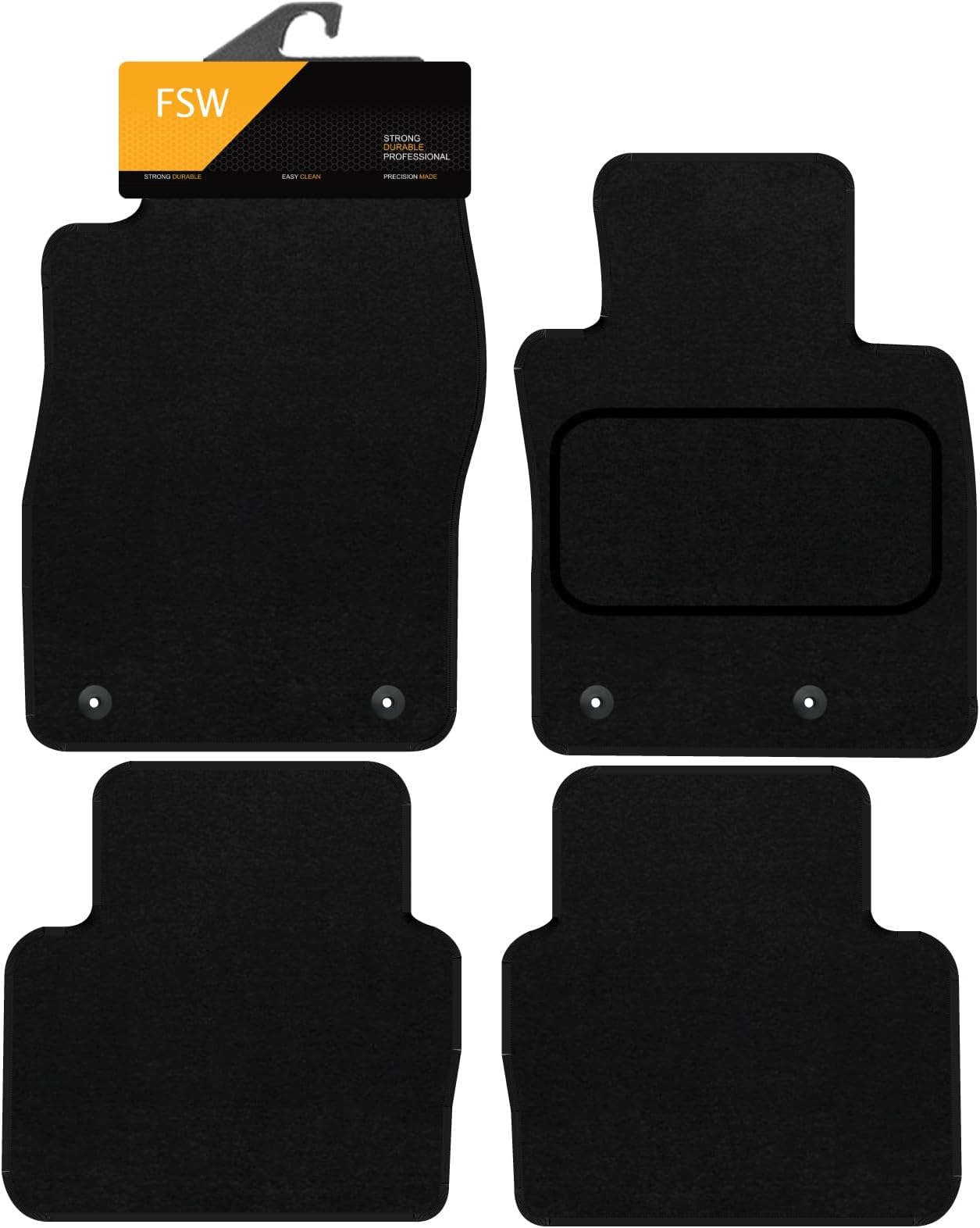FSW - Tailored Mats - Fits MAZDA Cx-30 2019 Onwards - Black Carpet - Anti Slip Mat - Non Slip Car Floor Mat, Fitted With Clips & Granulated Backing - 4 Pc Floor Mat Only