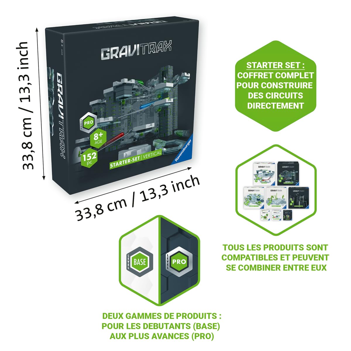 Ravensburger GraviTrax Pro Starter Set Vertical – Circuit à Billes 3D avec piliers et balcons – 153 pièces – Jeu de Construction pour Enfant dès 8 Ans – Version française