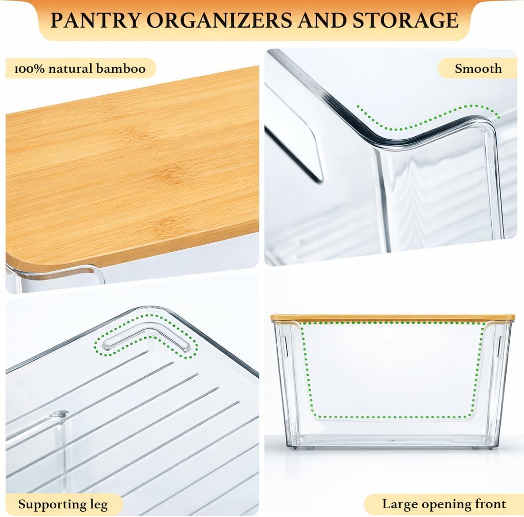 Trash Bag Holder with Bamboo Lid - Stackable Under Sink Organizer & Garbage Bag Dispenser for Kitchen Organization - Large Plastic Holder for Laundry Room, Pantry, Bathroom, Cabinets, 1 Pack - Image 8