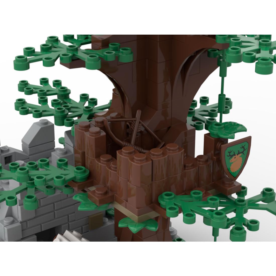 Mittelalterlicher Förster ruinierten Mauerwachturm Set, 390 Teile Klemmbausteine Mittelalterliches Architecture Burg Gebäude Set, MOC-176956