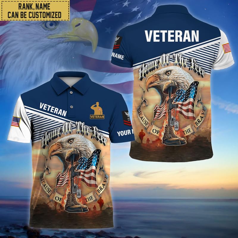 US Veteran Polo Shirt, Home of The Free Veteran Shirt, Military Polo Shirts, Veteran's Day Gift, Veteran3
