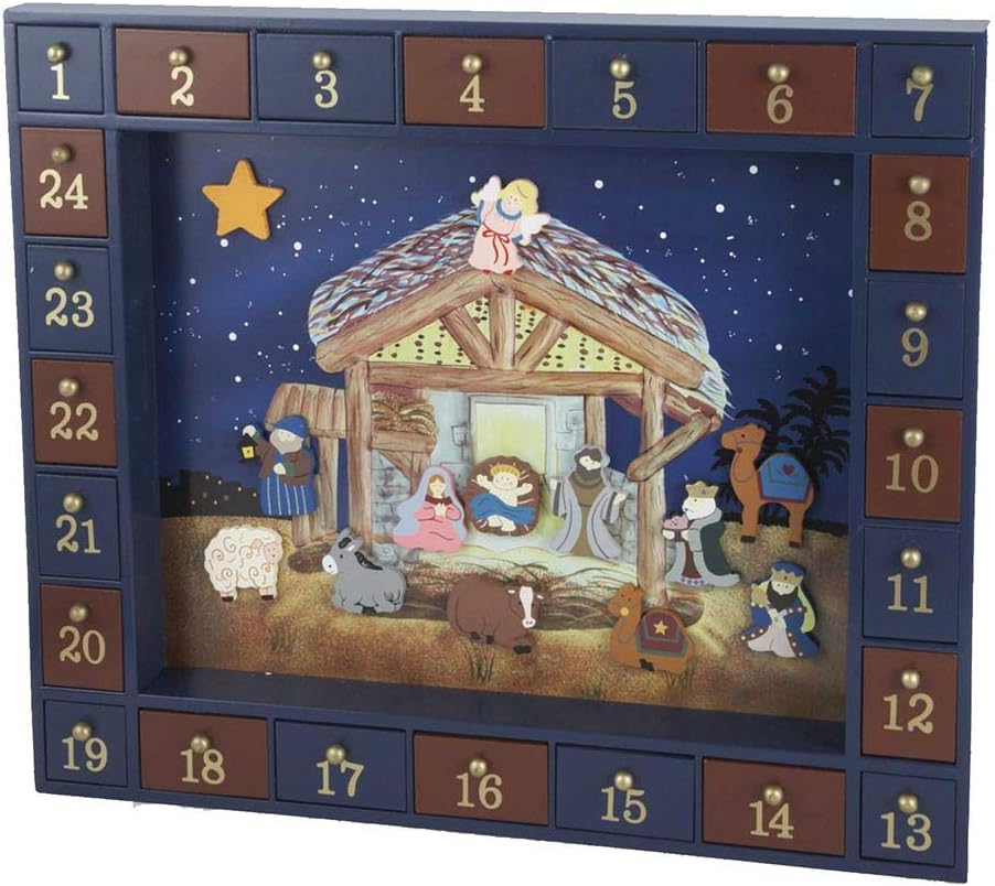 Kurt Adler 16.75-Inch Nativity Advent Calendar, 24 Magnetic Pieces