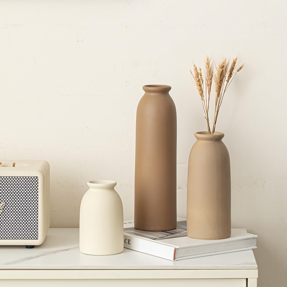 26,6 cm, set di 3 vasi di fiori piccoli per decorazioni, arancione, giallo, bianco (Earth Tone L)