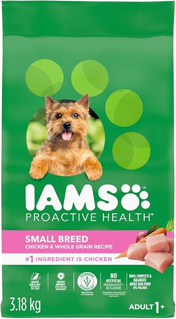 IAMS Proactive Health Nourriture Sèche pour Chien Adulte Petite Race – Poulet & Recette de Céréales Entières – Sac de 3,18 kg (7 lb)