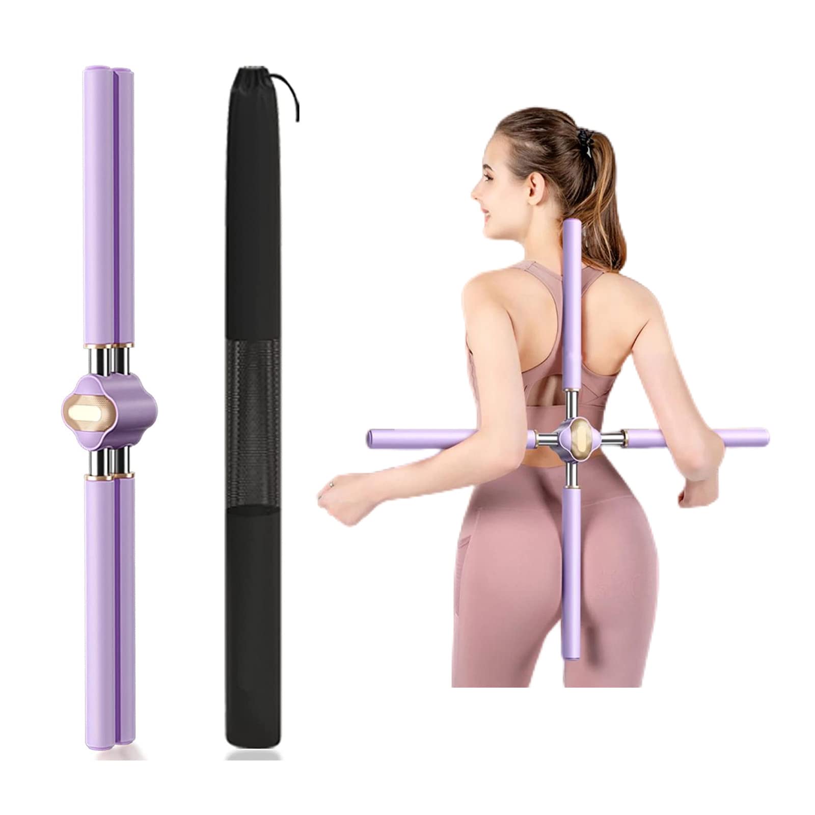 TALFIT Back Straightener Posture Corrector, Yoga Sticks Stretching Tool for Posture, Humpback Correction Sticks Stretching Tool (Purple)