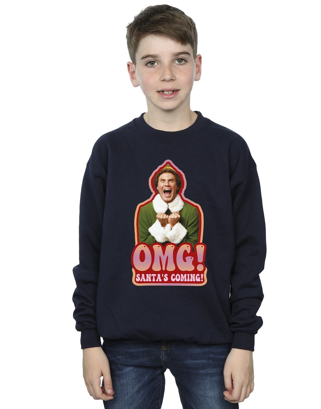 Absolute Cult Boys Navy Blue Elf Santa's Coming Sweatshirt 9-11 Years