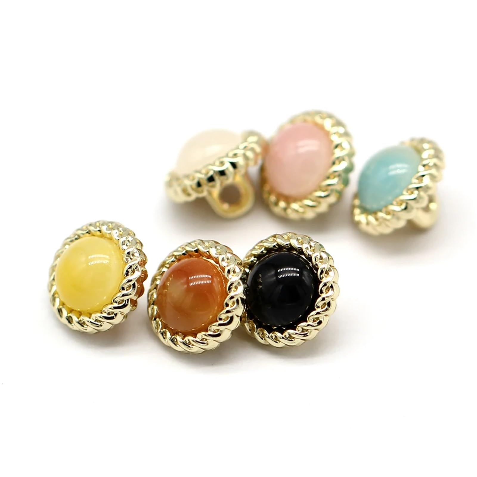 Bottoni in metallo dorato con perle, 11 mm, 100 pezzi, per camicie e vestiti vintage | Bottoni vintage dorati con perle, rotondi da 11 mm, 100 pezzi per progetti di cucito per camicie, abiti, polsini, colletti.