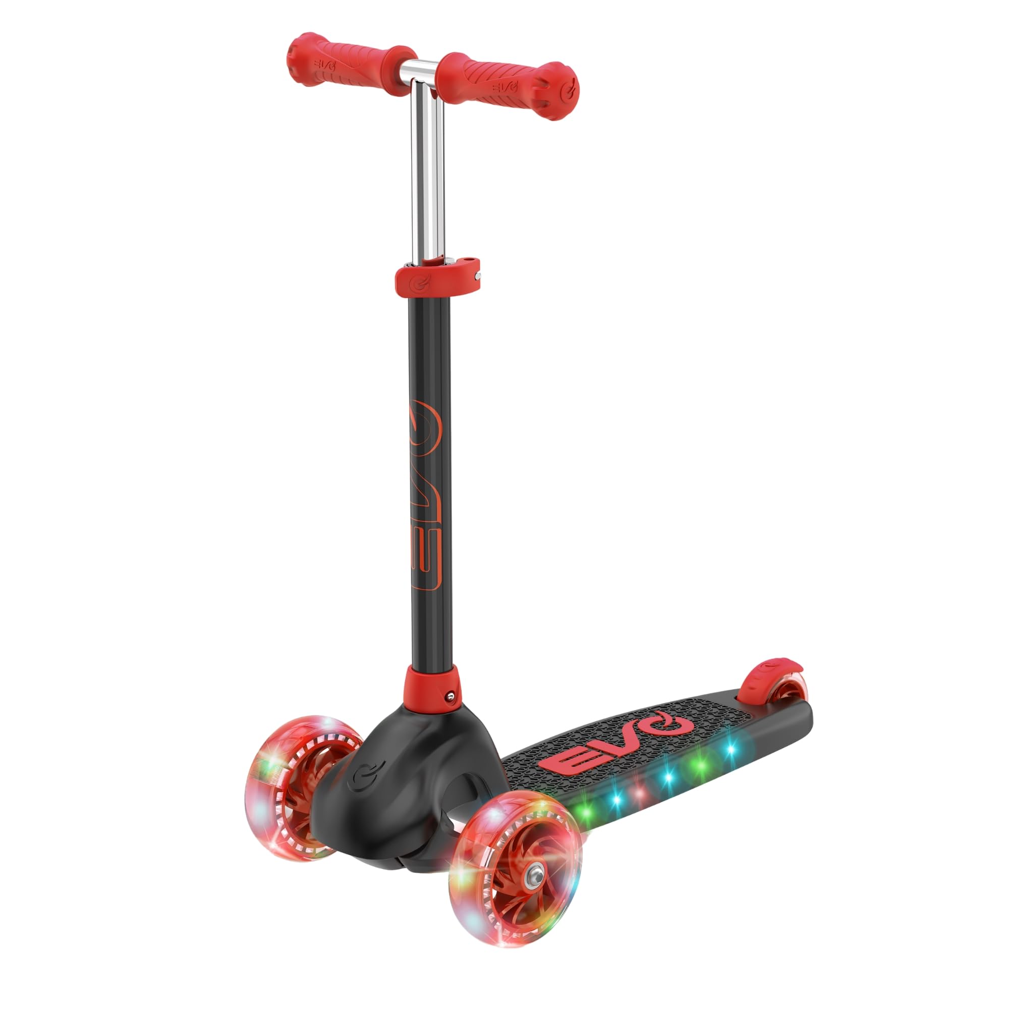 EVO Eclipse Light-Up 3-Wheeled Scooter | Kids Push Ride-On with Adjustable Handle Height | For Boys and Girls Aged 3+