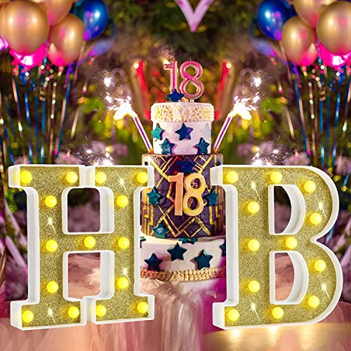 Led Marquee Letter Lights, Light Up Golden Alphabet Marquee Letters Sign Glitter Night Light Sign For Girls Gifts Birthday Wedding Christmas Party Bedroom Baby Shower Decorations, Gold R #TOP2