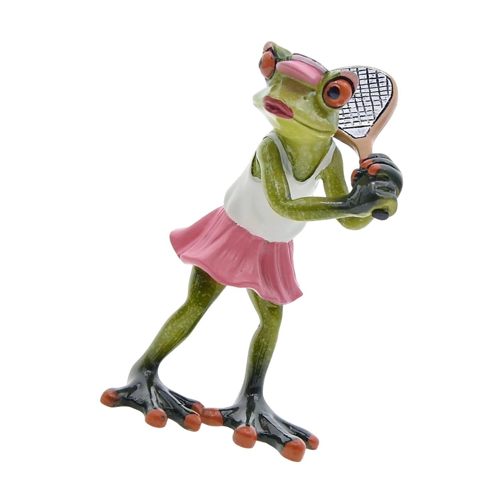 Woedpez Frogs Playing Tennis Sculpture Resin Craft Collectible Ornament Desktop Accent Perfect Couple Frogs Playing Tennis Figurine