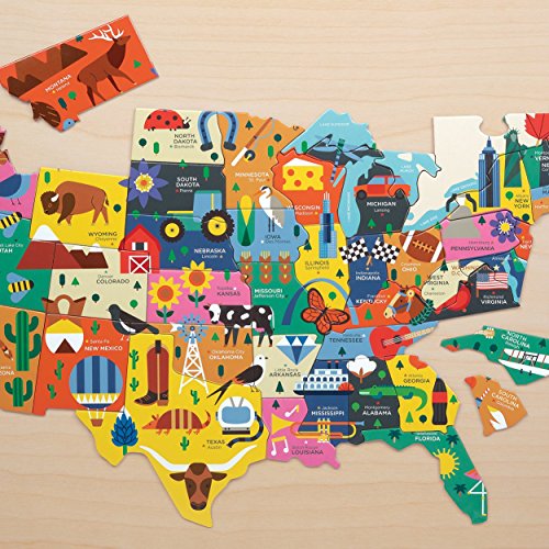 Mudpuppy Map Of The United States Of America Puzzle, 70 Pieces, 23”X16.5", Ideal For Kids Age 5+, Learn All 50 States By Name & Capital, Double-Sided Geography Puzzle With Pieces Shaped Like The State #TOP3