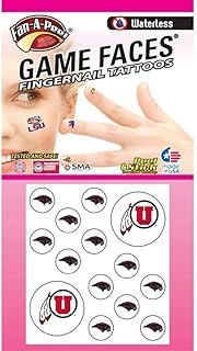 Utah Utes – Waterless Peel & Stick Temporary Tattoos – 12 Fingernail & 2 Spirit Tattoos