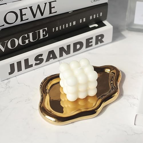 Miniatura 4 de MDFAYE Bandeja de joyería para mujer, soporte para platos para anillos, placa de cerámica única en forma de nube, cosas lindas, decoración