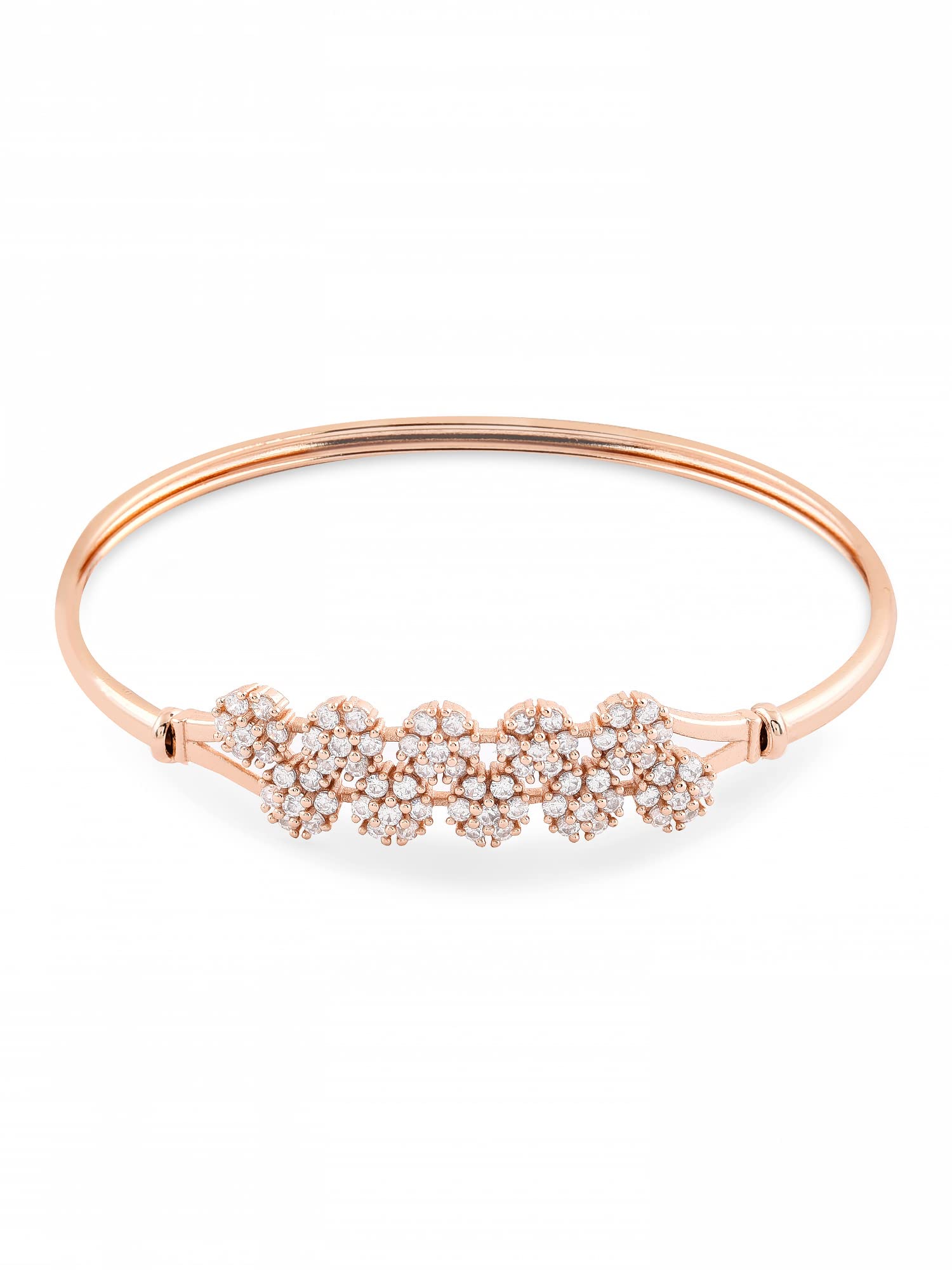 ZAVERI PEARLS Rose Gold Contemporary Cubic Zirconia Flowers Bangle Style Brass Kada For Women-ZPFK10382 (B0B3TJMF94) Amazon Price History, Amazon Price Tracker
