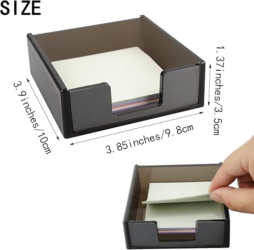 Miniatura 2 de Soporte de notas adhesivas de acrílico negro para escritorio, organizador autoadhesivo, soporte para bloc de notas con diseño antideslizante para