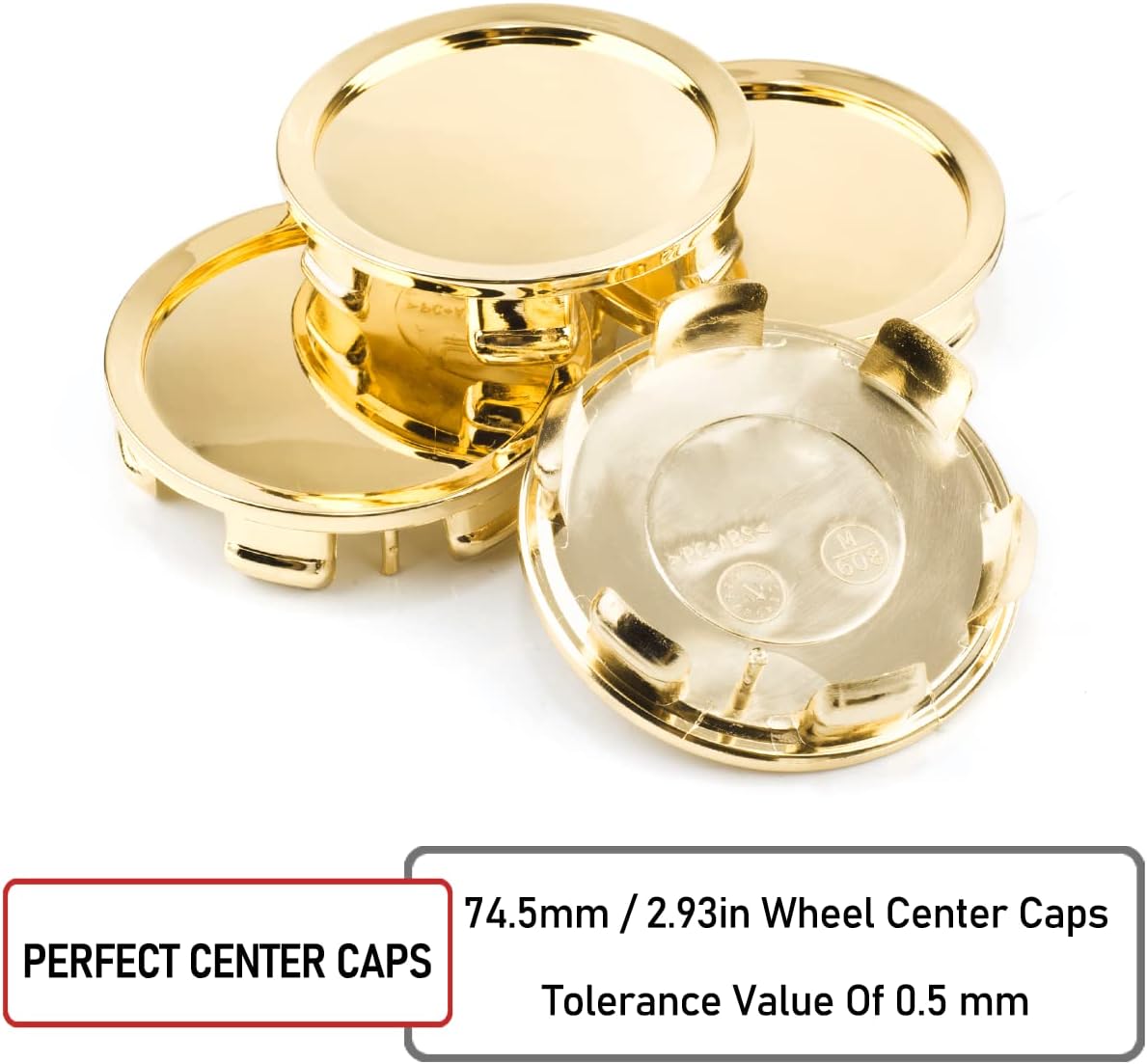 RTRHINOTUNING 4PCS 75mm Wheel Center Caps Compatible with OZ Racing Superforgiata Rims M608, OD: 2.93"(74.5 mm) ID: 2.76"(70 mm) Hub Caps Gold Center Cap for Rims