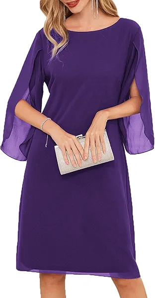 GRACE KARIN Womens Chiffon Dresses Flutter Sleeve Party Wedding Cocktail Dress Size 8-20