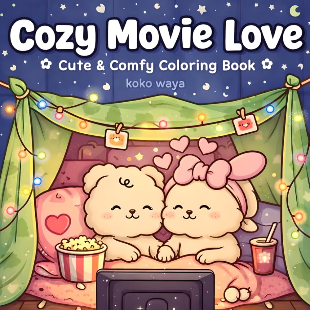 Cozy Movie Love Coloring Book: Cute Romantic Scenes for Relaxation and Stress Relief with Adorable Cinema Inspired Moments