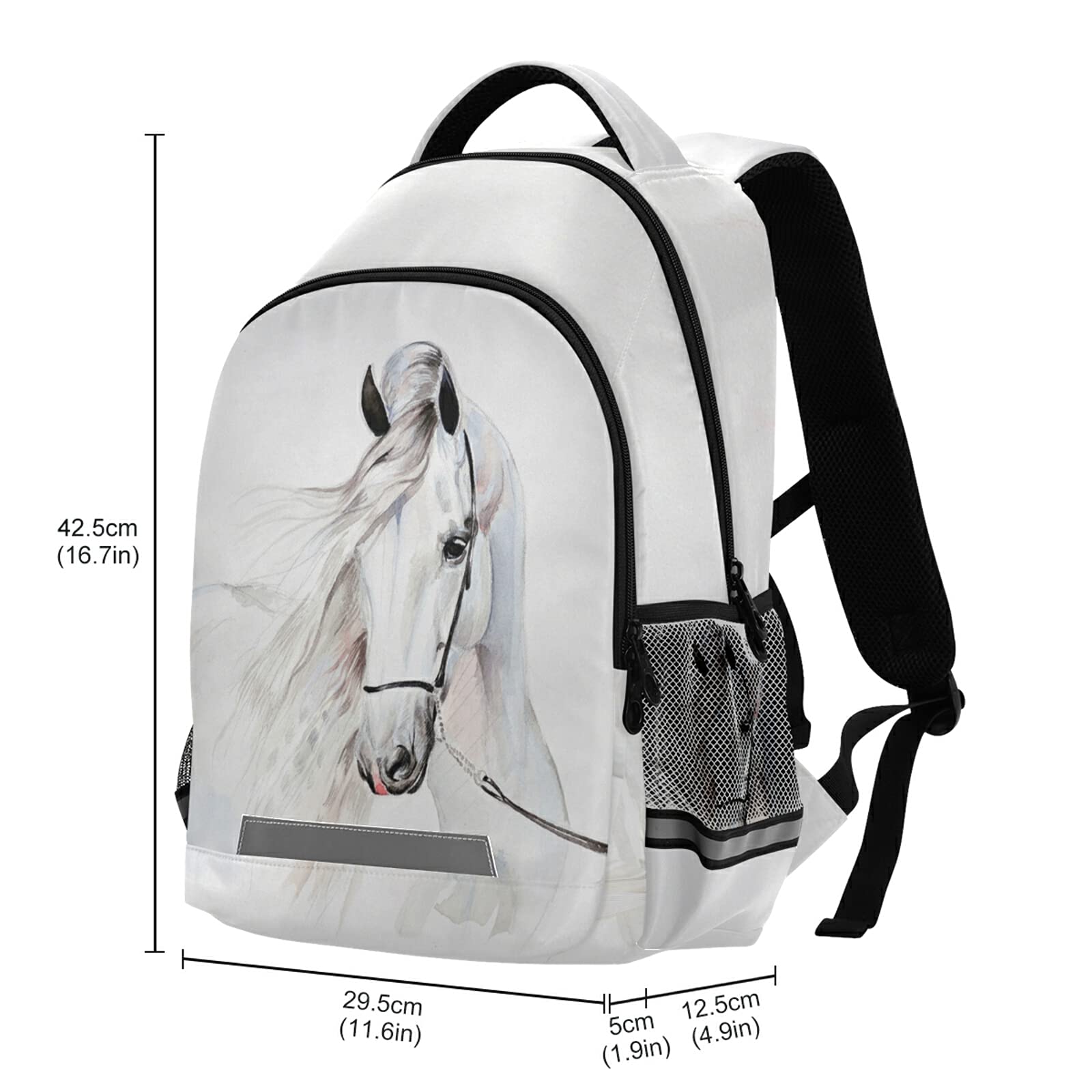 Rucksack mit weißem Pferd, für Studenten, Jungen, Mädchen, Schultasche, Reise, Tagesrucksack, Rucksack