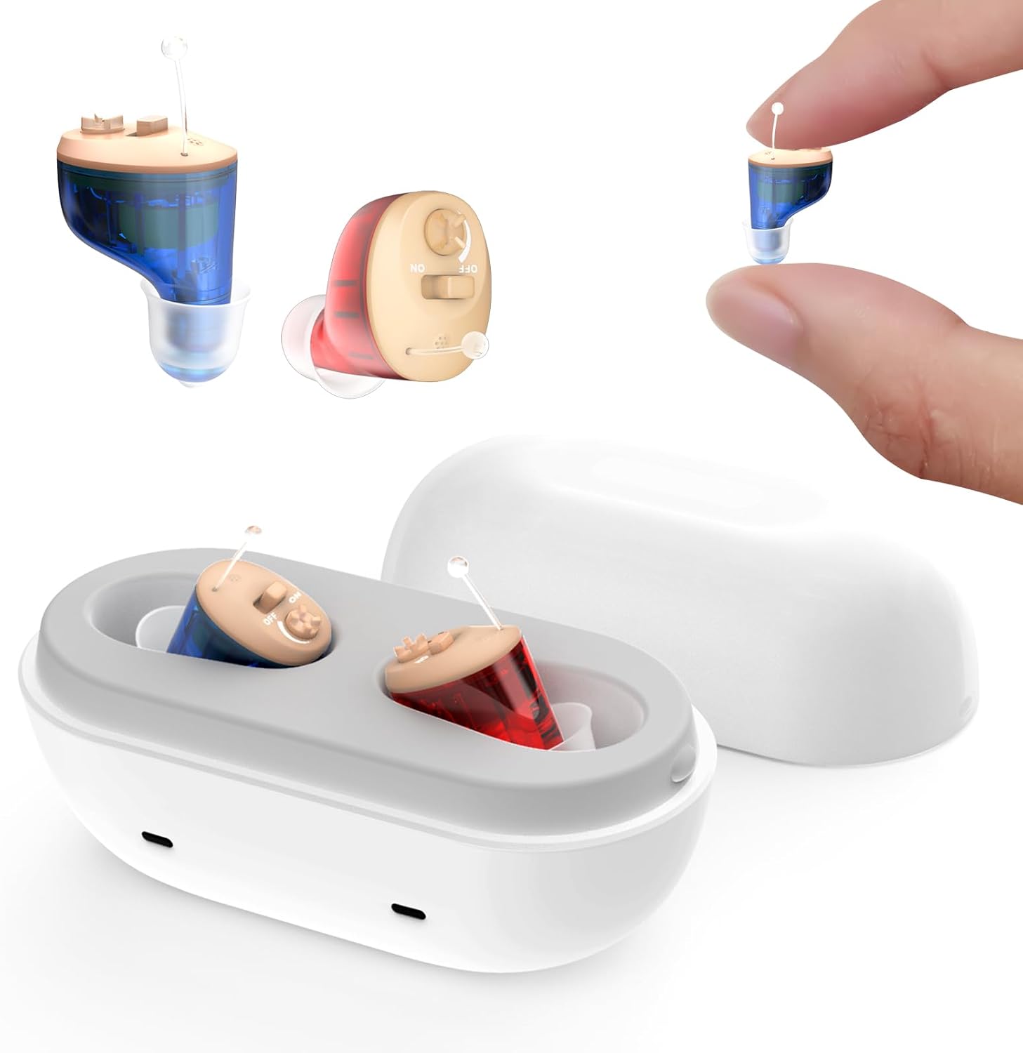 Hearing Aids for Seniors Rechargeable Not Amplifier, OTC In-the-Ear Hearing Aid, Hearing Aides for Adults Men Women Elderly Hearing Loss, Invisible Hearing Ear Buds Earbuds