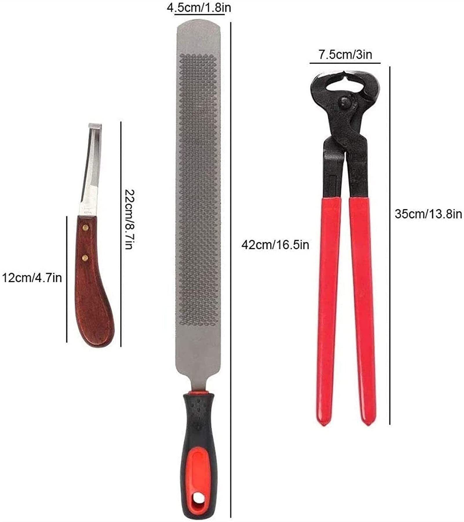 Kit di Attrezzi per rifinire Gli Zoccoli 4 Pezzi Tronchese per Zoccoli per impieghi gravosi con impugnature, Kit per Zoccoli di Cavallo Tronchesi Manico per raspa Cavalli in Miniatura Trimmer per zo
