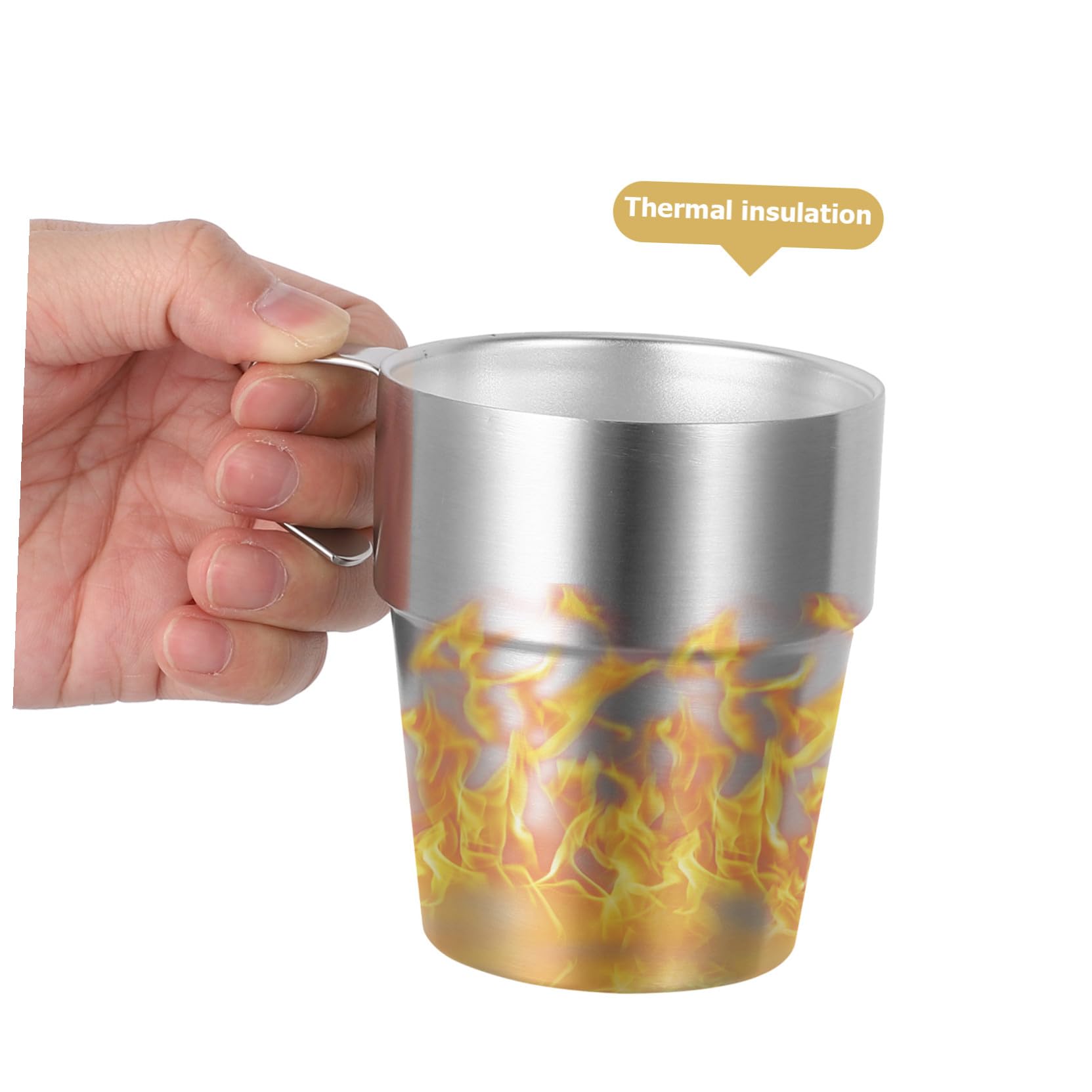 Tazas Infantiles Apilables de Acero Inoxidable Aisladas Doble Pared y Asas Soporte Compacto para Café Té y Cappuccino para Camping y Uso Diario