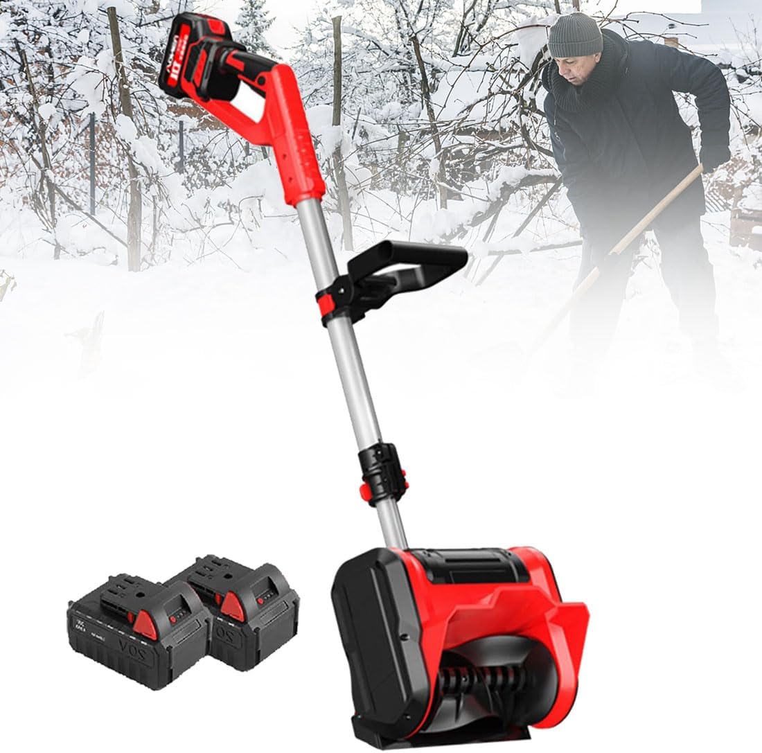 Adjustable Direction Snowplow, 2200rpm Cordless Snow Blower with 2Battery, Powerful Shoveling, Electric Snow Shovel for Driveway for Clearing Snow from Driveways, Steps, Patios, Decks, Sidewalks