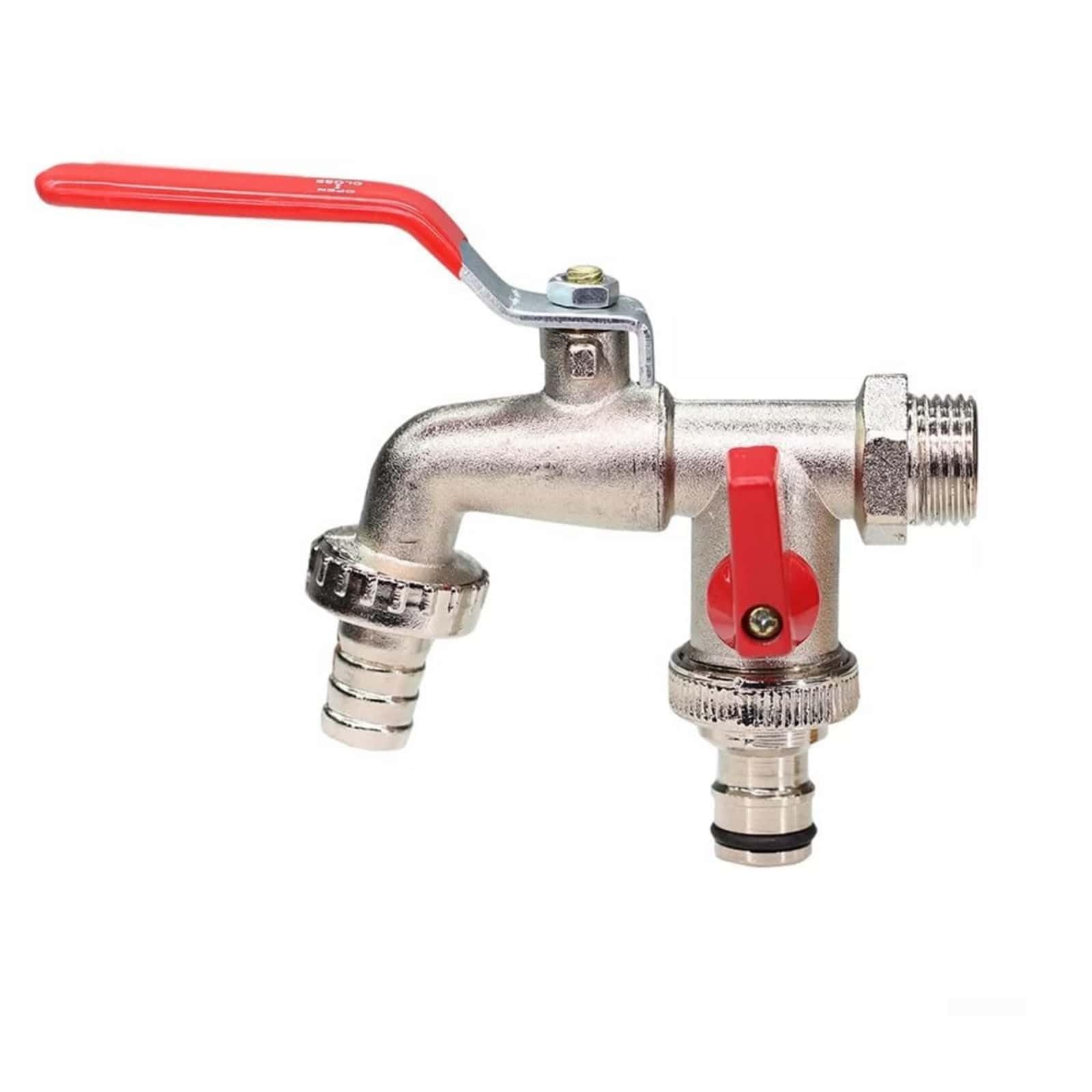1/2 Inch Dual Outlet Garden Brushed Faucet Splitter Male Inlet NPT Thread, Heavy Duty Zinc Alloy Double Valve Tap with Individual Control, for Efficient Water Distribution Garden Hose Connector-image-48