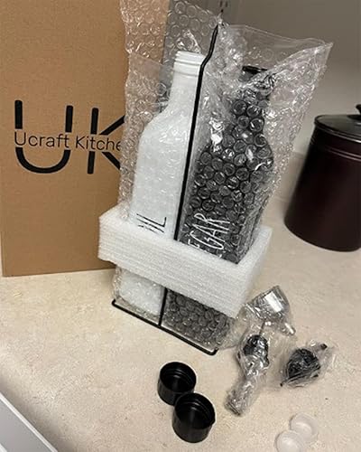 Miniatura 9 de Dispensador de aceite y vinagre - Dispensador de vinagre y oliva de granja - Dispensador de aceite de oliva chic - Botella blanca y negra con