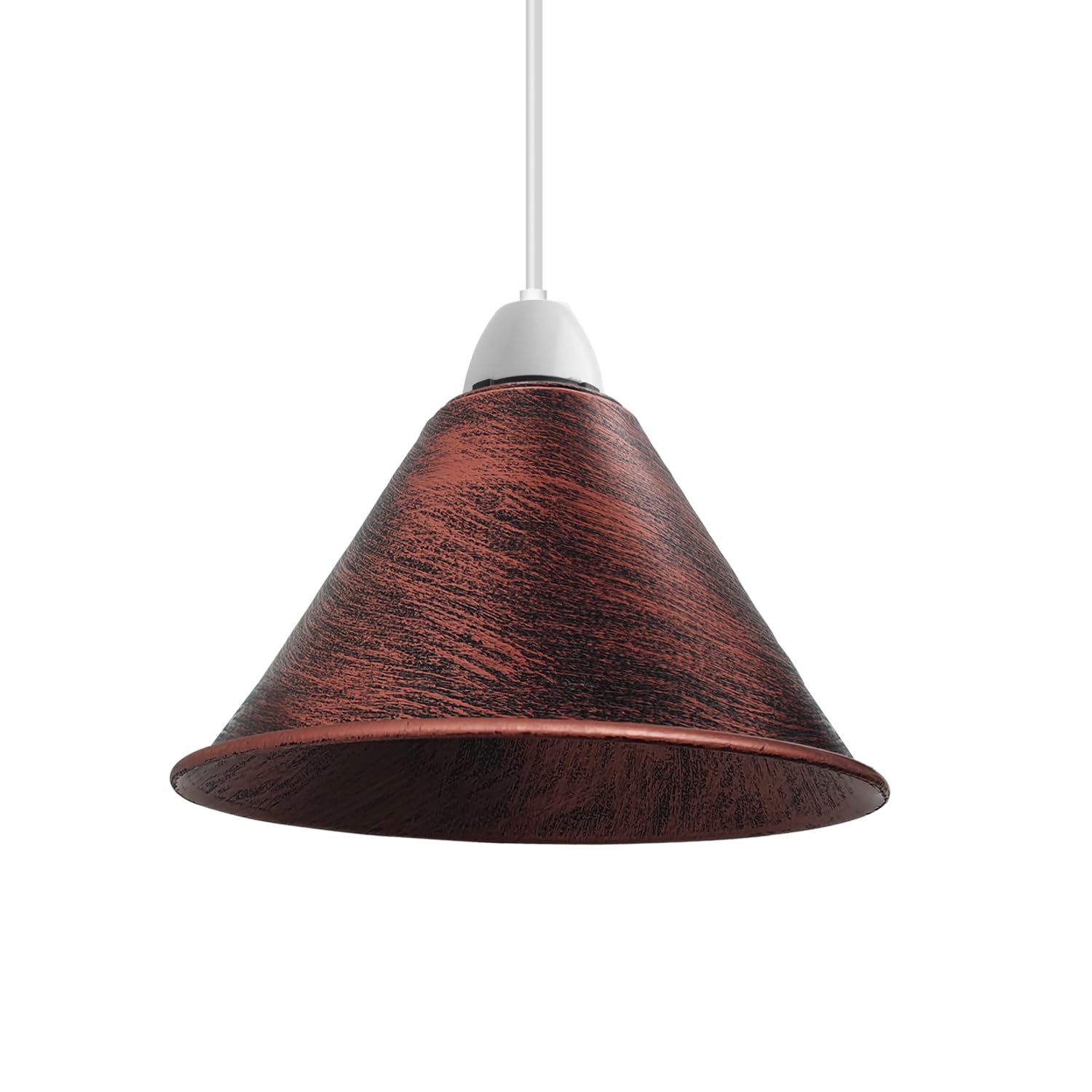 LEDSone Industrial Pendant Ceiling Light Shade, Retro Kitchen Pendant Ceiling Lights Vintage Metal Loft Bar Hanging Chandelier Lighting Rustic Pendant Lamp Shade (Cone 18CM-Rustic Red)