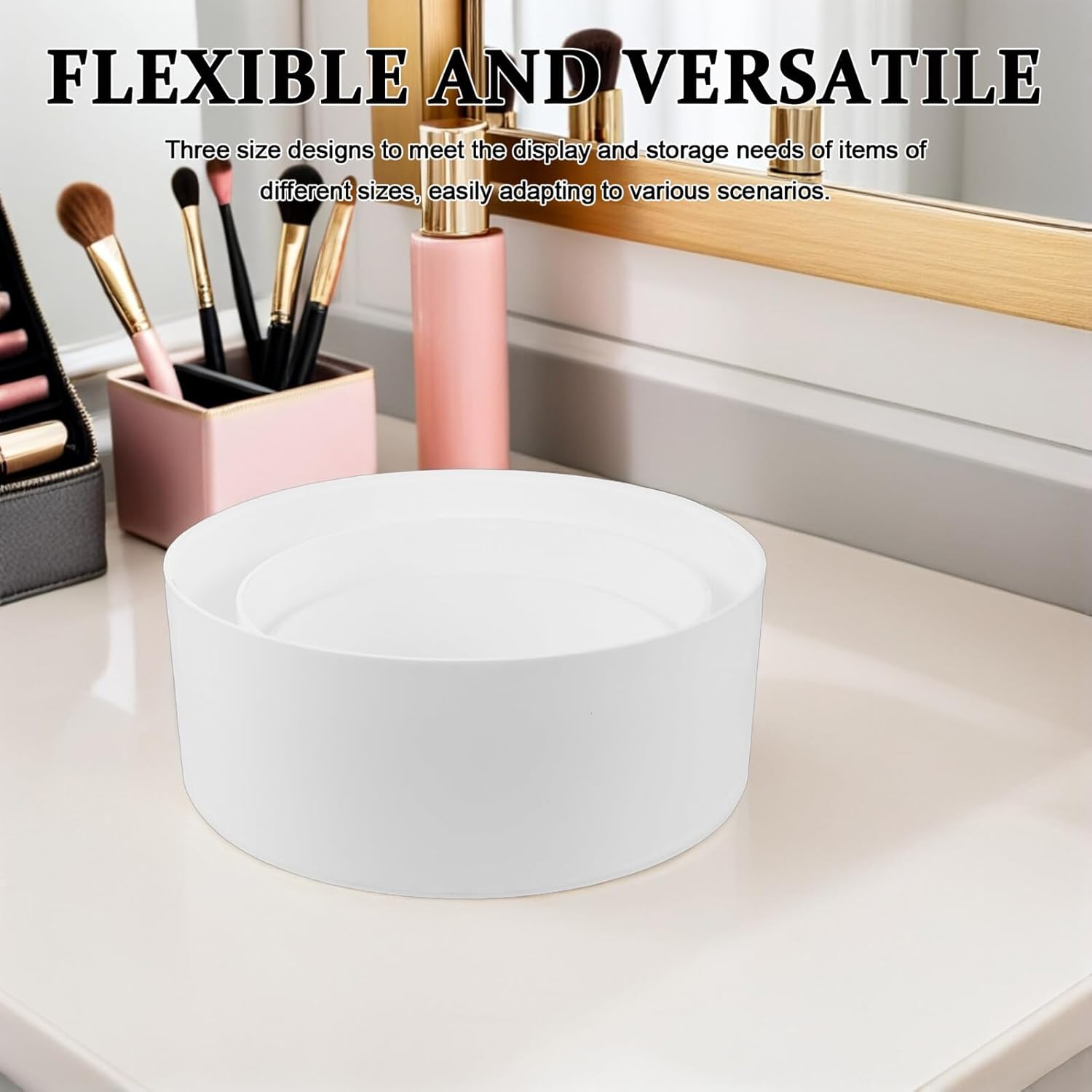 3pcs Acrylic round Cylinder Buffet Display Risers Food Dessert Cake Stand Organizer for Cosmetics Jewelry Presentation White