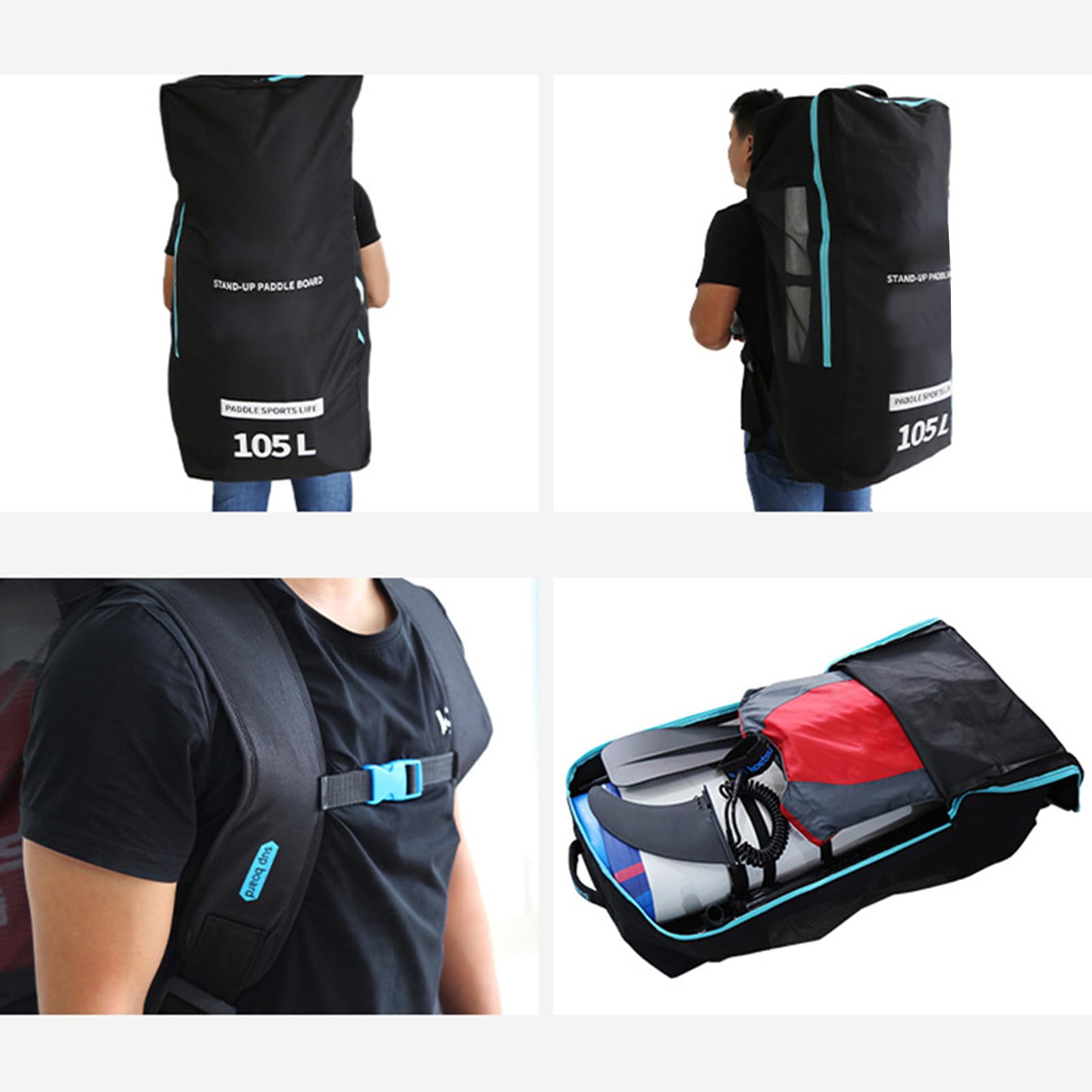 Kavolet Aufblasbare Paddleboard-Tasche SUP-Board-Tasche Surfbrett-Rucksack Reiserucksack für Surfbrett Tragetasche Schulterrucksack für Paddleboard SUP Stand Up Board 80L/105/125L(Optional)
