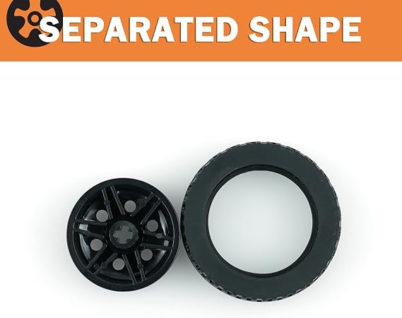MALEKO 4 PCS Technical Wheels and Tires Dia. 43.2X14mm&Rim Dia. 30X14mm, MOC Car Parts Toy Accessories for Boys Kids, Compatible with Major Brands Wheels and axles Pieces