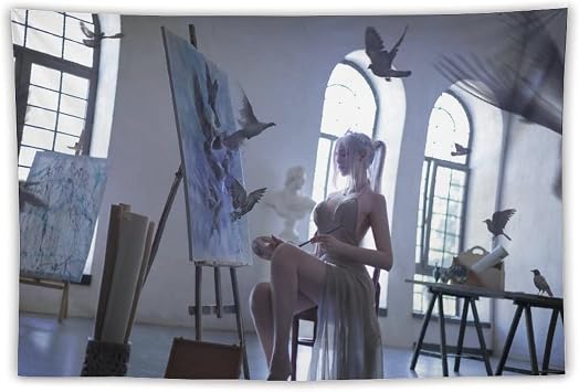QLAZO Artwork Painting Sexy Woman Girl Cosplay Tapestry Wall Tapestry Wall Hanging Decor Wall Art for Bedroom Living Room Dorm Picnic 40"x60"