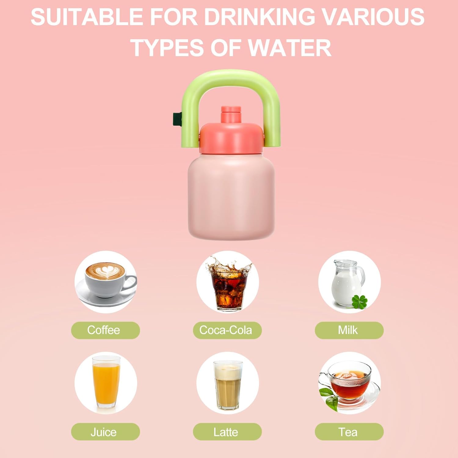 33 oz Water Bottle with Straw and Carry Handle, 316 Stainless Steel Insulated Bottle, Easy Carry Tumbler with Strap for Hot Cold Drink - Image 5