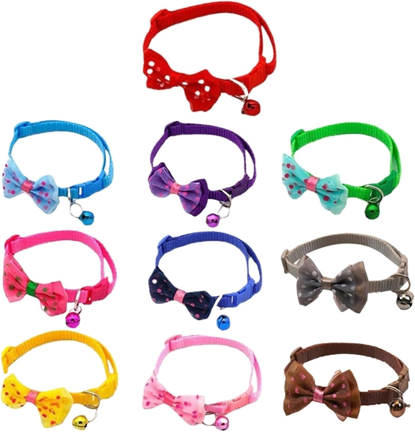 Adjustable Bow Pet Collars with Footprint & Bell, 100-200 Pack, for Small Dogs & Cats(200pcs Random)