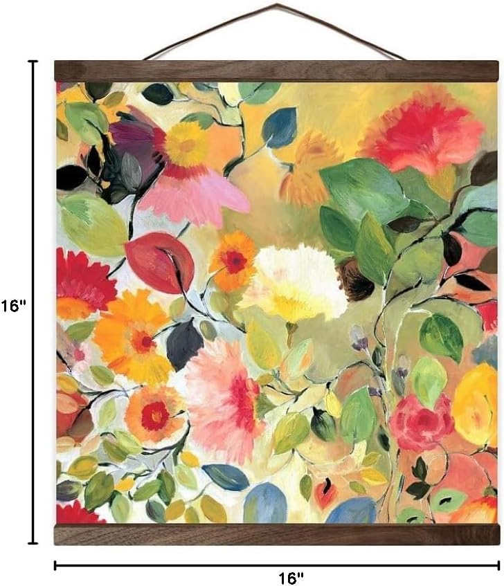 Garden of Hope Hanging Poster Canvas Print Ready to Hang, Floral Wall Decor, 16"x16"
