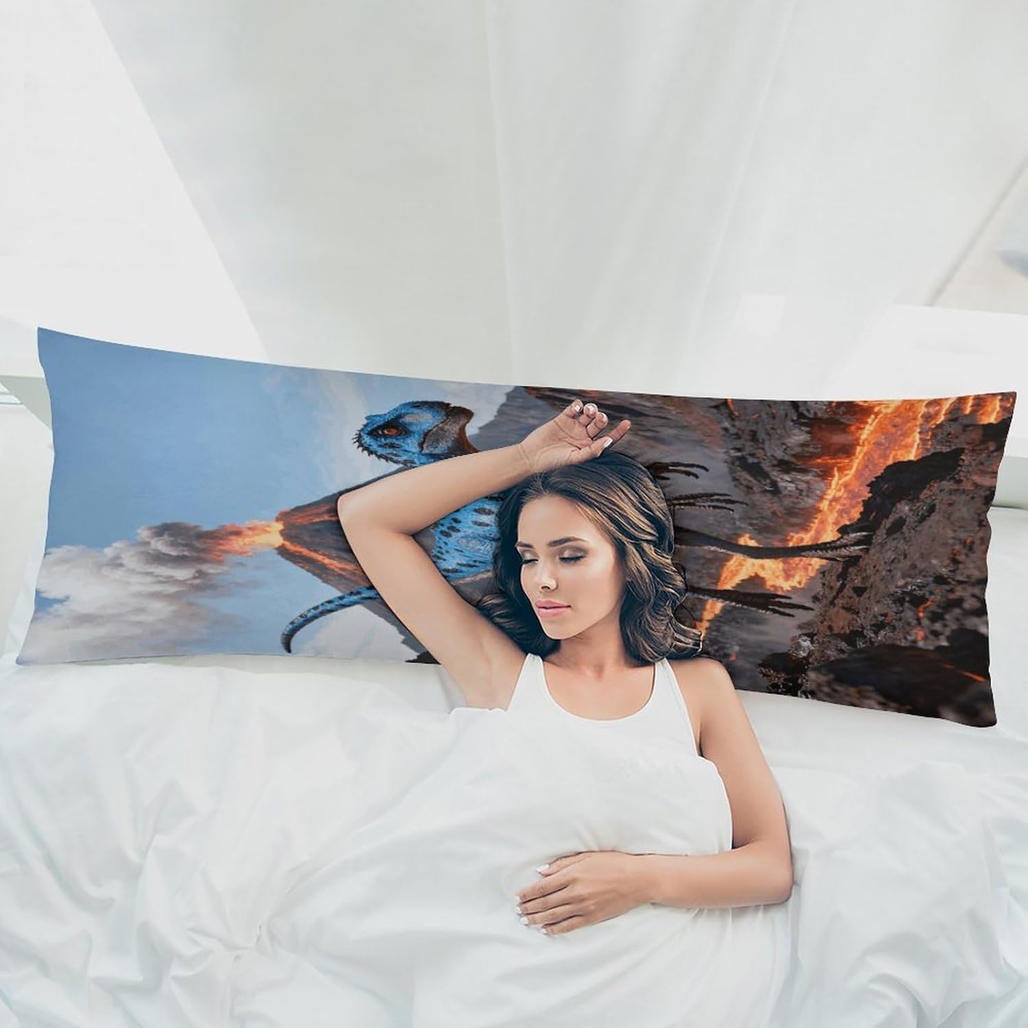 Wild Dino Pillow Case Decorative Long Pillowcase Soft Pillow Cover with Zipper Hidden Cute Breathable Body Pillow Case for Bench Bed Bedroom 19 X 53 Inches