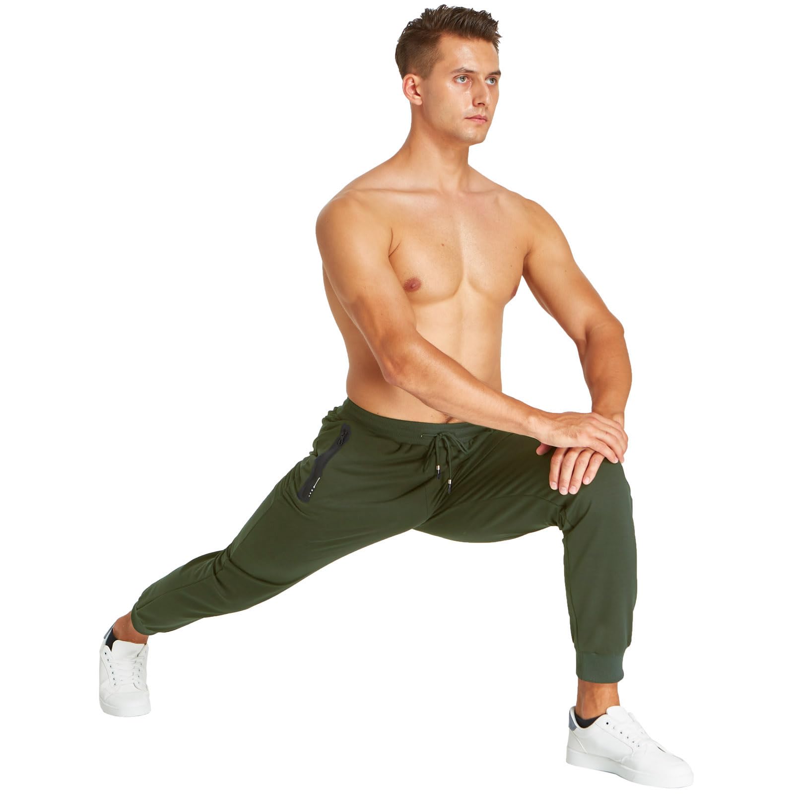 JustSun Jogginghose Herren Baumwolle Warme Gefütterte Thermo Fleece Hosen Winter Outdoor Sporthose Freizeithose mit Reißverschluss Taschen
