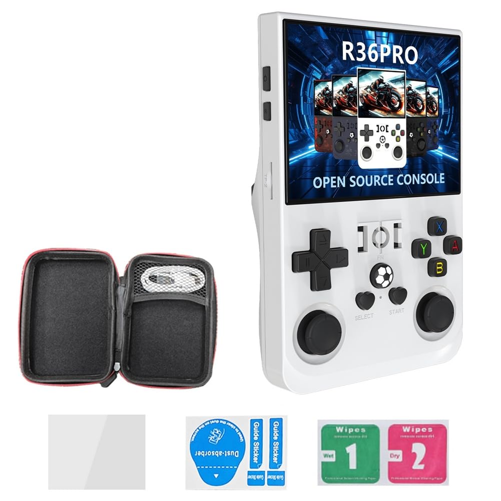 Suoumwa Consola de Juegos Retro Portátil R36PRO de 128 GB y Pantalla HD de 3,5 Pulgadas, Reproductor de Vídeo Portátil de Bolsillo Compatible con para Más de 30 Emuladores A
