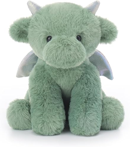 Vista 33 de Apricot Lamb Juguetes de peluche verde de peluche dragón dinosaurio animal de peluche suave perfecto para niños 8 pulgadas Negro,Azul oscuro,Verde