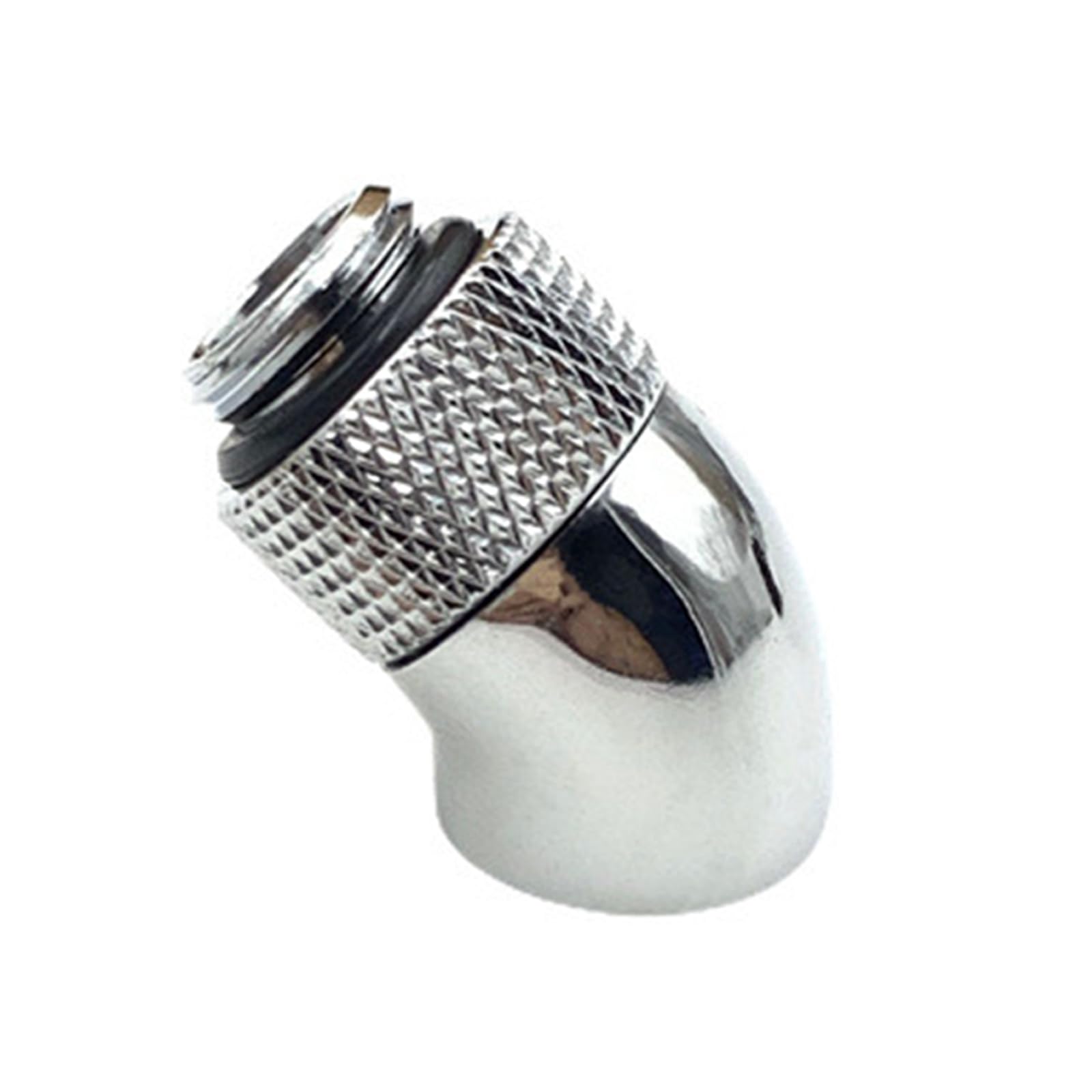 Hsioluted Silver Computer Cooling 45 Degree Swiveling Elbow G1 / 4 Thread Leak Proof Design Durability Metal Construction Metal Cooling Fitting Adapter
