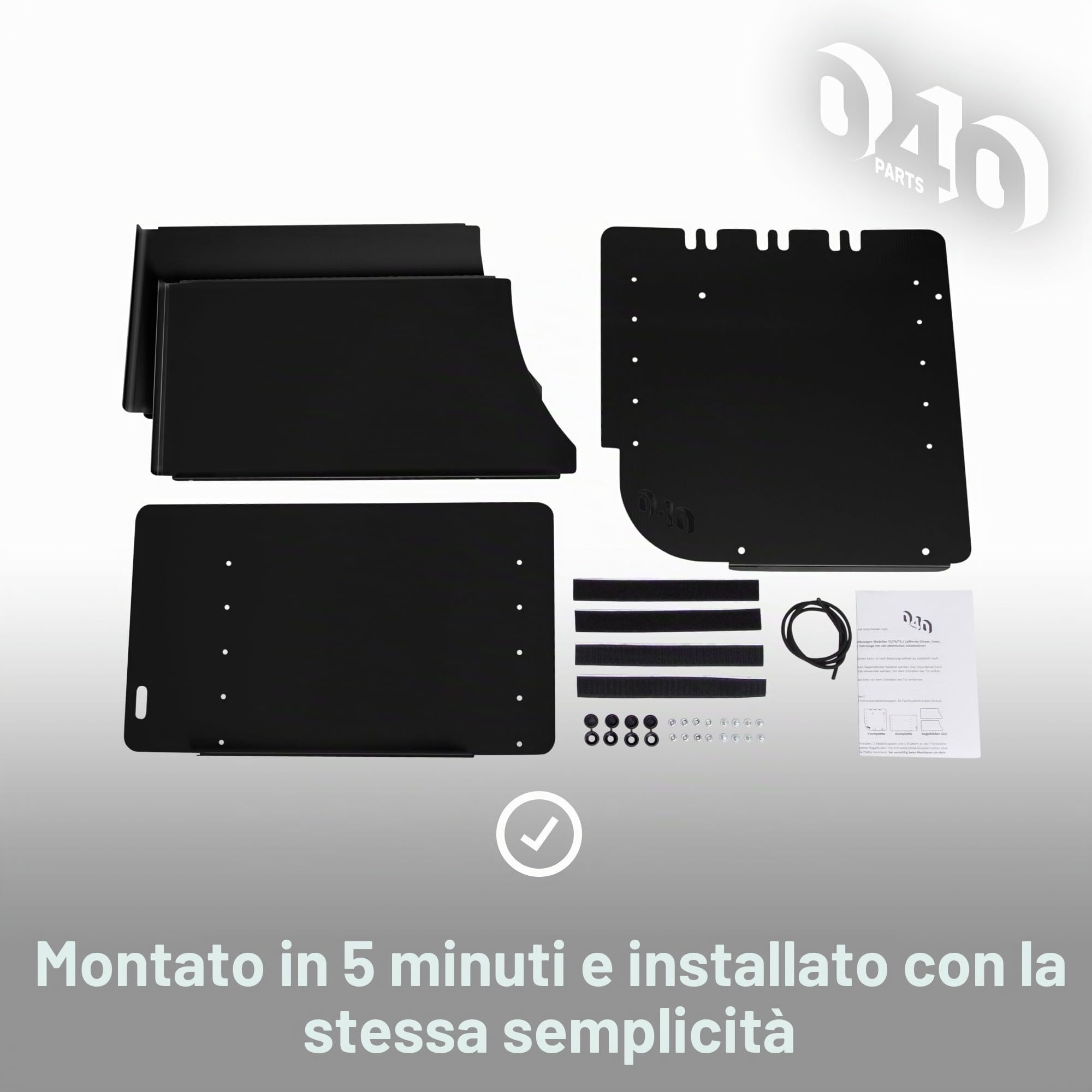 Scarpiera nera per auto, accessorio adatto per VW T5 T6 T6.1 California, Lato Passeggero Nero