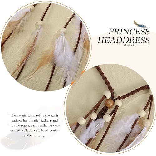 Miniatura 6 de Gortin Diademas de plumas bohemias diadema hippie gitana diadema de plumas indias tocado de cuerda de cáñamo accesorios para el cabello para mujeres