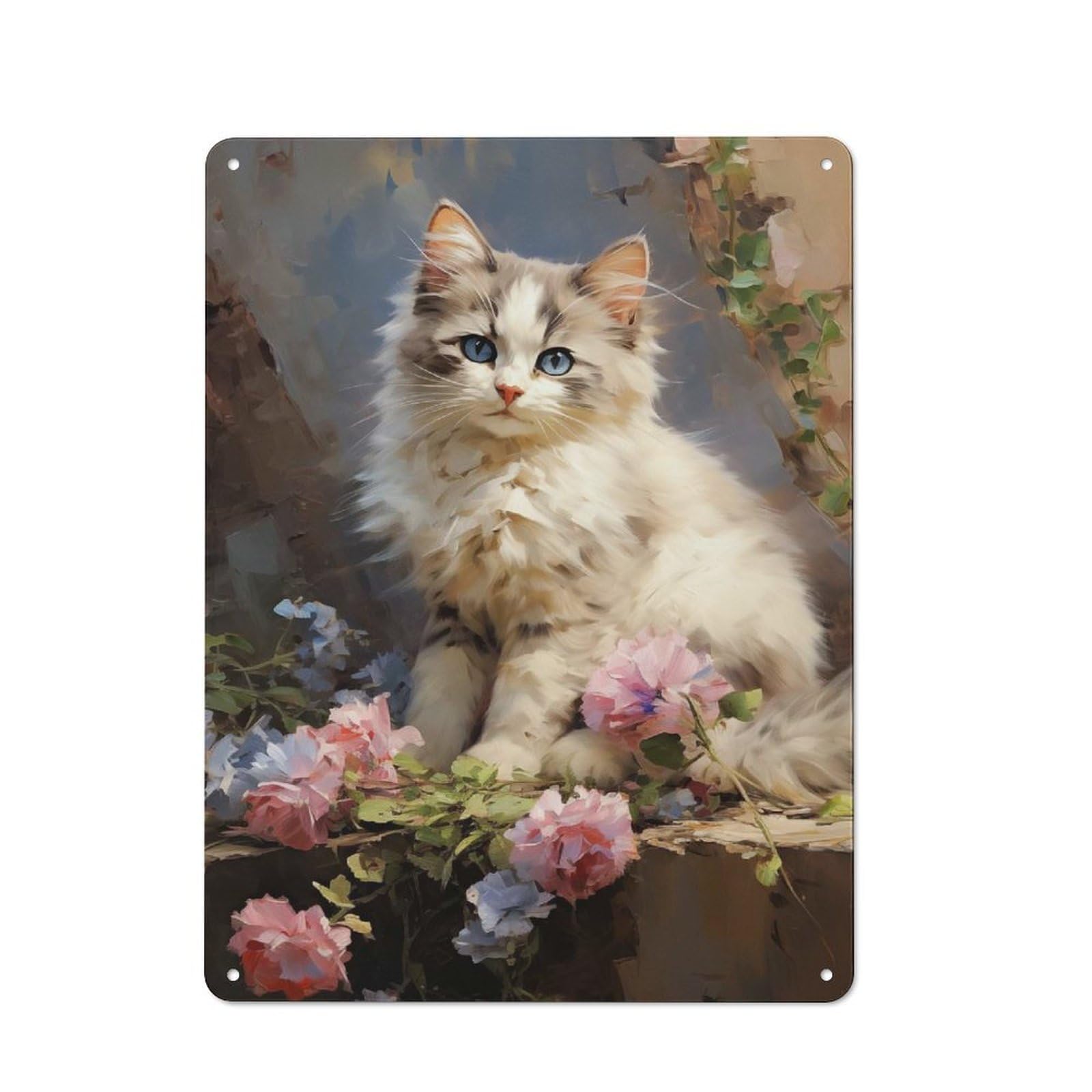 Junmoney Style-15 Vintage Metal Plaque 40X30cm Featuring Ragdoll Kitten Portrait For Hallway Wall, For Wall Display Collectors