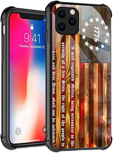 TnXee Funda compatible con iPhone 13 Mini, Betsy Ross de 13 estrellas de madera con diseño de patrón 1776 para iPhone 13 Mini, fundas para hombres y disponible en Yaxa Peru