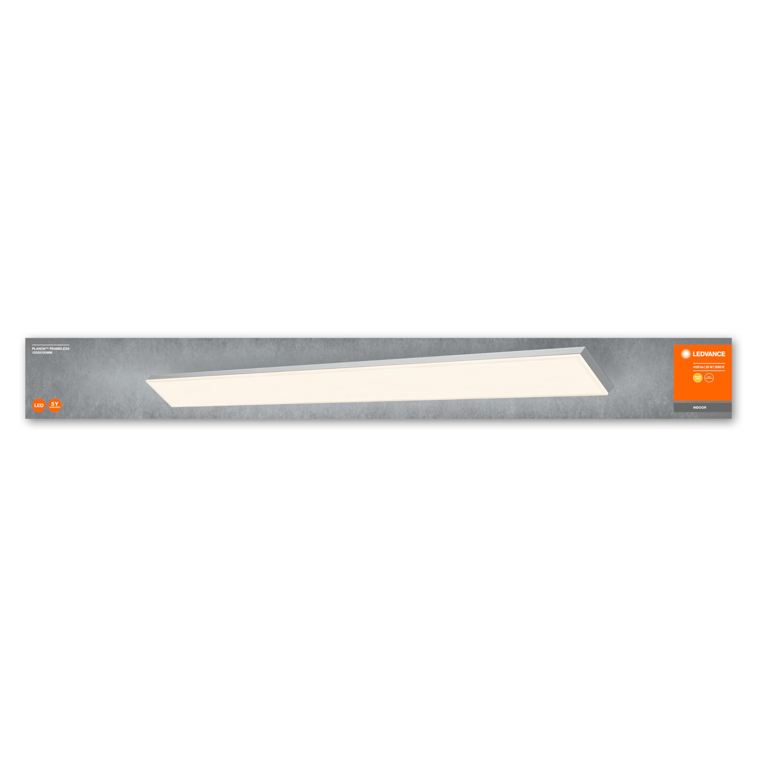 LEDVANCE Wand-und Deckenleuchte, Rahmenlose Panel Leuchte für Innen, Warmweiß (3000K), 35W, 1200mm x 100mm, PLANON FRAMELESS, 4058075470699, 120cm x 10cm