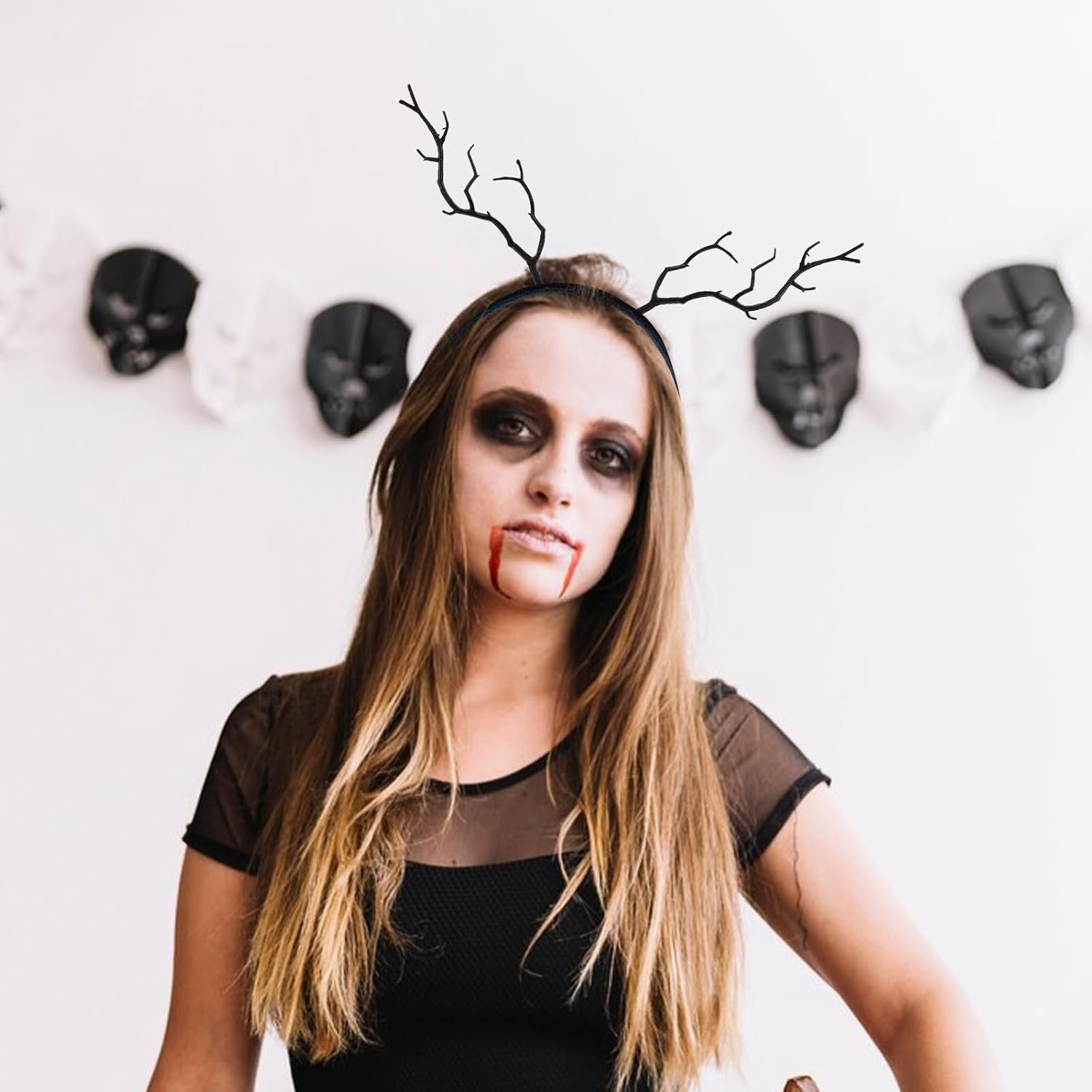 OSALADI Artificial Antler Branches 6pcs Set, Faux Twig Decorations for DIY Halloween and Christmas Headband Accessories, Natural-Looking Resin Material for Home and Party Décor