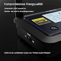 1Mii B03Pro+ Bluetooth 5.3 adó-vevő OLED kijelzővel, LDAC aptX HD, optikai RCA AUX csatlakozás 2