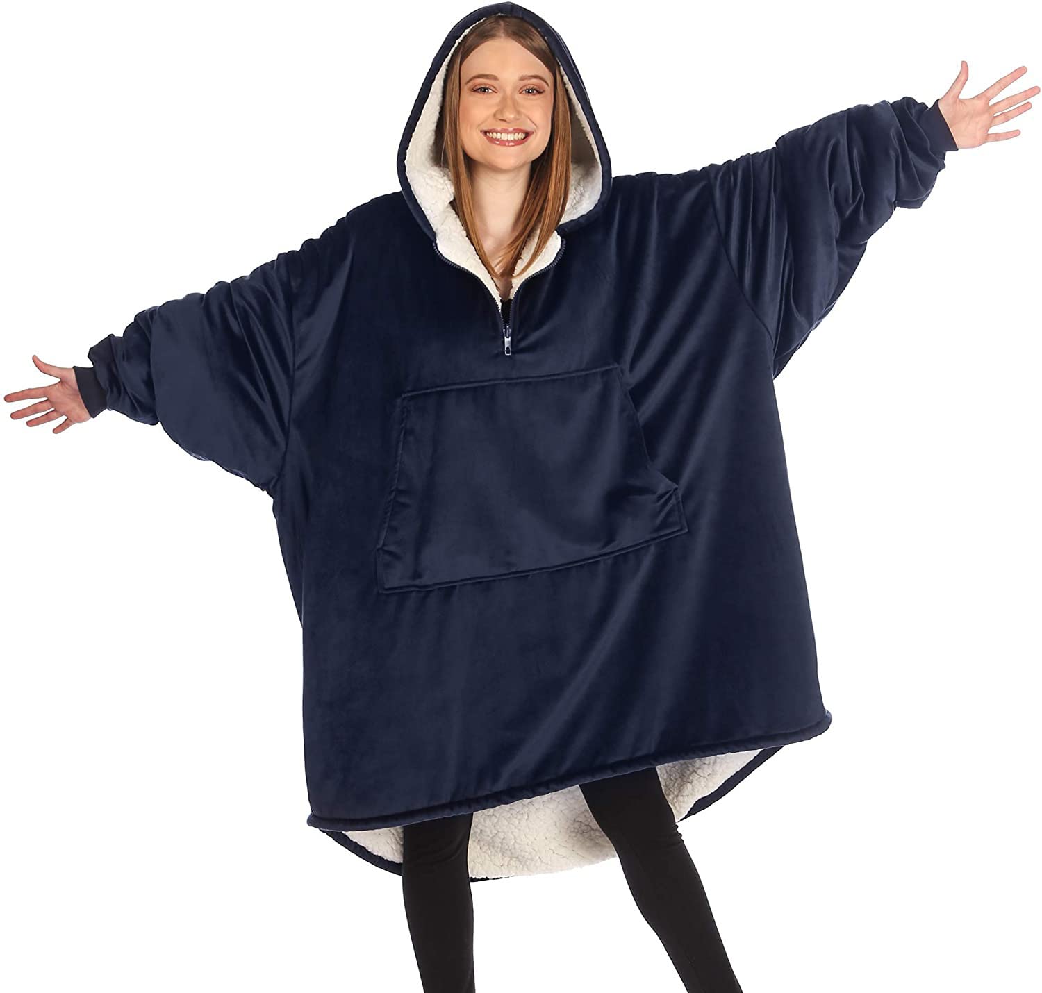 Pogrubiona dwuwarstwowa bluza z kapturem z zamkiem błyskawicznym szlafrok oversize sweter przytulna bluza z kapturem do noszenia uniseks polarowa bluza z kapturem koc
